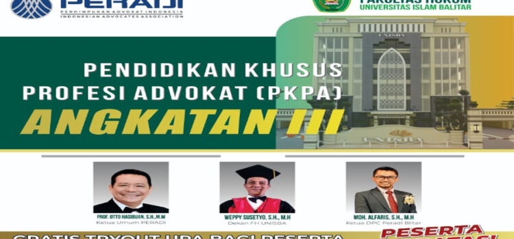 PKPA Angkatan III FH UNISBA Blitar bersama DPC PERADI Blitar
